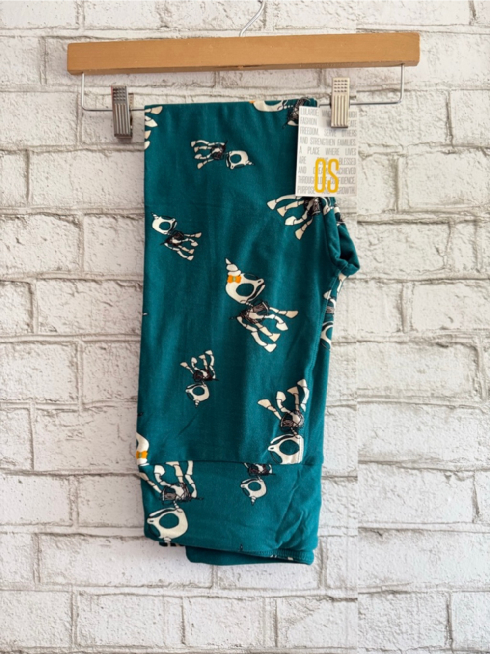 NEW LuLaRoe OS Unicorn Skeleton Leggings “skelicorns” dark teal background